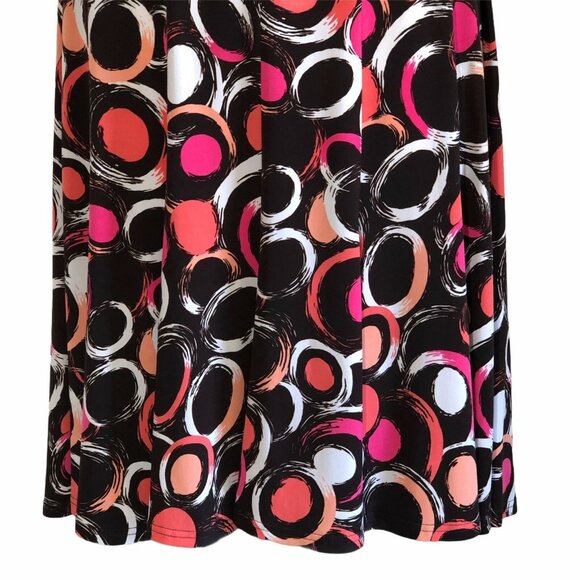 Sandra Darren Dress Womens 10 Pleated A Line Geometric Print Brown Pink Fitted - Picture 7 of 8